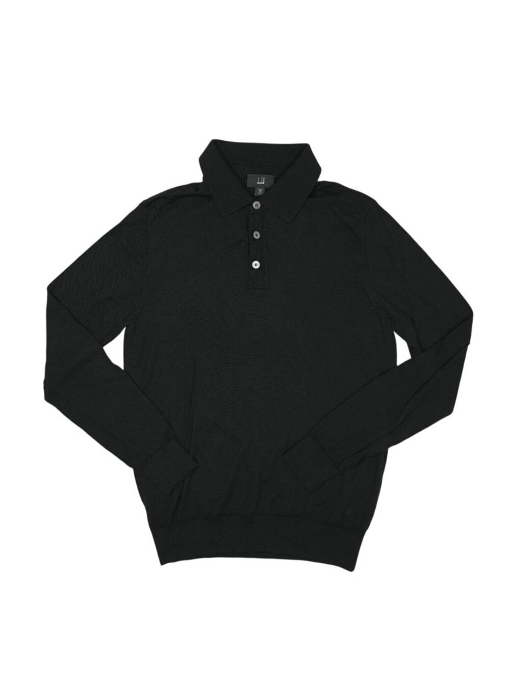 Dunhill Merino Long Sleeve Polo in Black